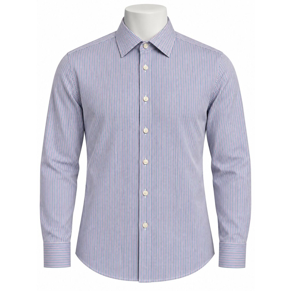 Ben Sherman Tailored Slim Fit Dress Shirt Men 17 34 35 Blue Pink Stripe Cotton
